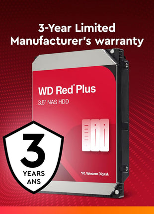 Western Digital 2TB WD Red Plus NAS Internal Hard Drive HDD - 5400 RPM, SATA 6 Gb/s, CMR, 64 MB Cache, 3.5" -WD20EFPX