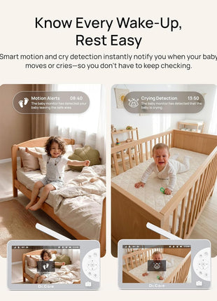 Dr.Care LumiView Max Smart WiFi Baby Monitor - 7inch 1080P FHD & 2K Camera, Privacy Mode, Cry & Motion Detection, 6000mAh Removable Battery, RGB Night Light, Snapshot & Video Recording, HD Night Vision