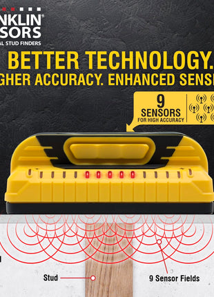 Franklin Sensors ProSensor M150/X990 Stud Finder with Live Wire Detection and 9-Sensors, Wood & Metal Stud Detector/Wall Scanner, Made in The USA