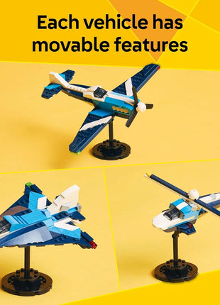 LEGO Creator 3 in 1 Aircraft Race Plane Toy - Building Toy with 3 Building Options, Airplane, Fighter Jet, or Helicopter - Gift Idea for Kids, Boys and Girls, Ages 7+ - 31160