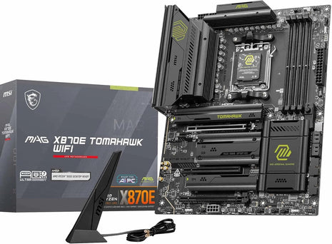 MSI MAG X870E Tomahawk WiFi Motherboard, ATX - Supports AMD Ryzen 9000/8000 / 7000 Processors, AM5-80A SPS VRM, DDR5 Memory Boost 8400+ MT/s (OC), PCIe 5.0 x16, M.2 Gen5, Wi-Fi 7, 5G LAN