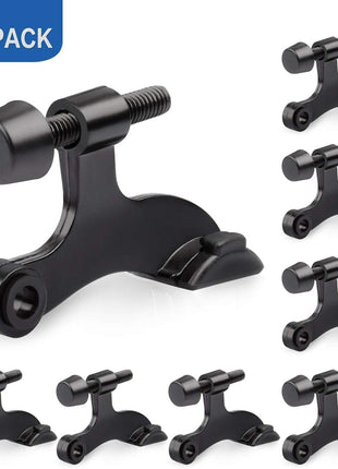 HOMOTEK 8 Pack Hinge Pin Black Door Stopper,Adjustable Deluxe Heavy Duty Door Stopper 2-1/2"x1-3/4",with Black Rubber Bumper Tips