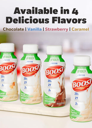BOOST High Protein with Fiber Ready to Drink Complete Nutritional Drink, Rich Chocolate, 8 fl oz Bottle, 24 Pack