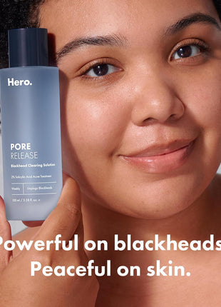 Hero Cosmetics Pore Release Blackhead Clearing Solution, 3.38 Fl Oz | Blackhead Remover Toner; Exfoliating 2% Salicylic Acid Toner Featuring AHA, BHA, and PHA; Acne Treatment