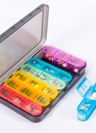 Daviky Pill Organizer 3 Times a Day, Daily Pill Box 7 Day, Weekly Cases Medicine Organizers to Hold Vitamins and Medication