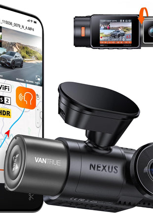 Vantrue N2X 2.7K Dash Cam Front and Inside, 5G WiFi Dual Dash Camera for Car with HDR IR Night Vision, STARVIS 2, GPS, 2.5K/60FPS, G-Sensor, 24/7 Parking Mode, Voice Control, Support 512GB Max