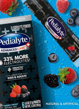 Pedialyte AdvancedCare Plus Electrolyte Powder Packets, Berry Frost | Fast Hydration for Adults and Kids, Convenient Electrolyte Packets, on-the-go Rehydration Designed to Work Better than Water
