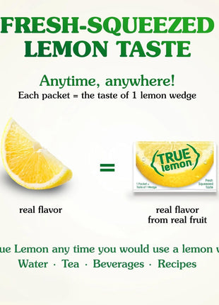 TRUE LEMON Water Enhancer, Bulk Dispenser, 100 Count (Pack of 1), 0 Calorie Drink Mix Packets For Water, Sugar Free Lemon Flavoring Powder Packets