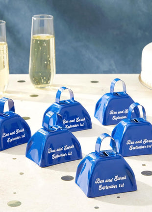 BLUE PANDA 12 Pack 3-inch Cowbells with Handle, Blue Hand Percussion Cow Bells Noise Makers for Sporting Events, Football Games and Celebrations - Cowbell Noise Maker