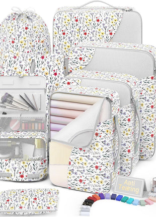 10 Set/8 Set Packing Cubes for Travel, Gifts for Women Mom,Anti-Tearing Suitcase Organizer for Luggage with Shoe & Hanging Toiletry Bag,OlarHike Vacation Essentials & Accessories for Cruise Ship,Cream