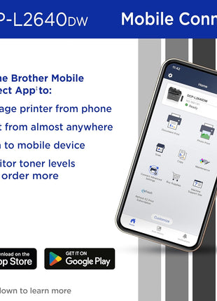 Brother DCP-L2640DW Wireless Compact Monochrome Multi-Function Laser Printer with Copy and Scan, Duplex, Mobile, Black & White | Includes Refresh Subscription Trial(1), Works with Alexa