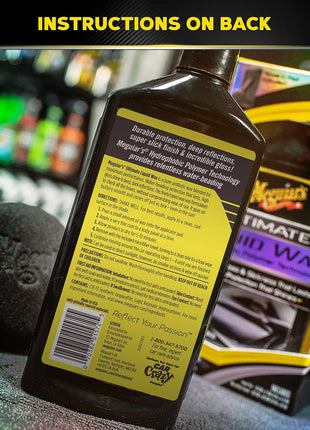 Meguiar's Ultimate Liquid Wax, Improved Liquid Car Wax Formula for Durable Protection that Shines, Premium Towel and Applicator Pad Car Accessories Included, 16 Oz Bottle