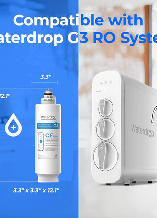 Waterdrop WD-G3-CF Filter, Replacement for WD-G3-W, WD-G3P600 and WD-G3P800-W Reverse Osmosis System, 6-Month Lifetime