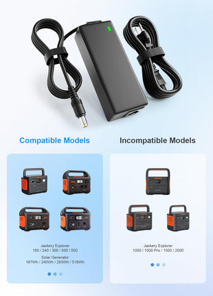24V 90W AC Adapter Jackery Charger for Jackery Portable Power Station Explorer 160 240 300 500 550 Solar Generator 167Wh 240Wh 293Wh 518Wh Lithium Battery Charging Cord
