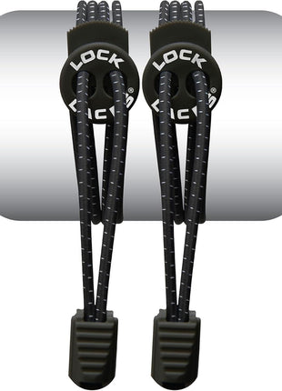 LOCK LACES (Elastic Shoelace and Fastening System) (Black)