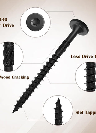 SahncaiTechTrade 3 Inch Deck Screws 50Pcs, Heavy-Duty Structural Wood Screws, Rust Resistant Timber Screws for Timber/Log/Landscaping Wood, T30 Star Bit (#14 x 3)