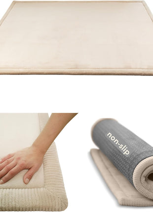 Hakuna Matte CloudSoft Mat for Floor 60" x 80" Beige | Coral Velvet high-density foam Rug – Non-Slip, Water-Resistant