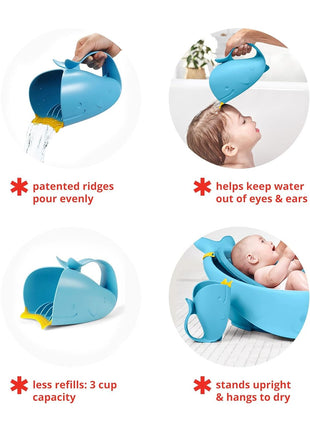 Skip Hop Baby Bath Rinse Cup MOBY Tear-Free Waterfall Rinser Blue Age 0+