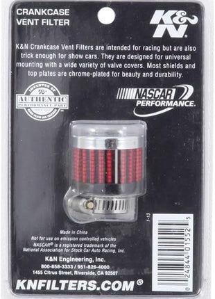 K&N Vent Air Filter/Breather: High Performance, Premium, Washable, Replacement Engine Filter: Flange Diameter: 0.5 in, Filter Height: 1.125 in, Flange Length: 0.438 in, Shape: Breather, 62-2480