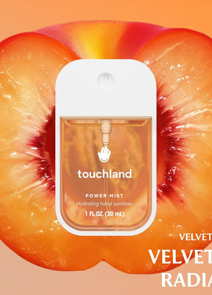 Touchland Juicy Trio Hydrating Hand Sanitizer Spray Set Travel Size | TSA ready Power Mist with skincare benefits. Velvet Peach, Berry Bliss and Wild Watermelon.