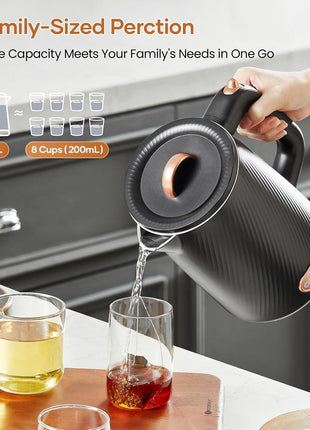 OLEGA Electric Kettle - 1500W Electric Tea Kettle 1.8L Stainless Steel Inner Electric Kettles for Boiling Water Auto Shut Off Boil-Dry Protection Electric Water Kettle for Coffee Tea Black