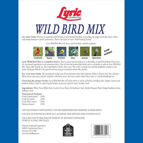 Lyric Wild Bird Mix - Includes Corn, Nuts, and Wild Bird Seed for Outside Feeders, Attracts Doves, Jays and Many More, 40 lb Bag