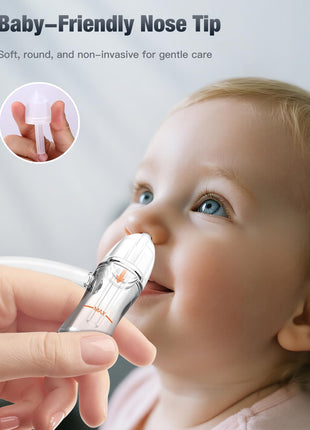 No-Mouth Suction Baby Nasal Aspirator with Hand Pump | No-mouth suction nasal aspirator with soft silicone tips, clear mucus chamber, and quiet hand pump for newborns and infants