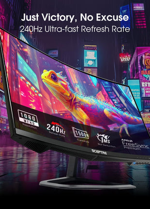 Sceptre Curved 24.5-inch Prime Gaming Monitor up to 240Hz 1080p R1500 1ms DisplayPort x2 HDMI x2 Blue Light Shift Build-in Speakers, Machine Black 2025 (C255B-FWT240 Series)