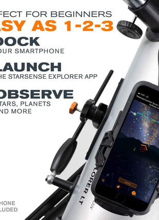 Celestron StarSense Explorer LT 114AZ App-Enabled Telescope – 114mm Newtonian Reflector with Smartphone Dock & StarSense App – iPhone & Android Compatible – Easy-to-Use for Beginners
