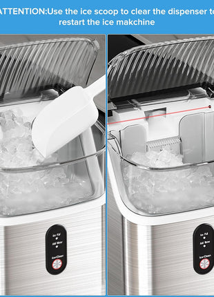 Nugget Ice Maker Countertop,34lbs/24H Portable Ice Machine with Crushed Ice | Self-Cleaning, One-Click Operation for Home, Kitchen, Office Use, Silver