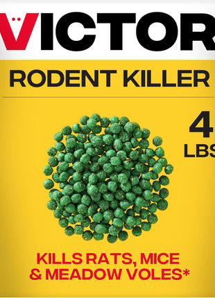 Victor Rat Poisoning for Inside & Outdoor Use - Kills Rats, Mice, Meadow Voles, Mouse Poisoning for Indoor & Outside Areas, Ready-to-Use, Yellow, M925, 4 lbs