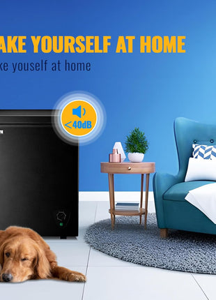Chest Freezer WANAI 3.5 Cubic Small Deep Freezer with Top Open Door and Removable Storage Basket, 7 Gears Temperature Control, Ideal for Office Dorm or Apartment, Black