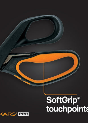 Fiskars Pro PowerArc Shop Shears, Heavy Duty Stainless Steel Scissor, Industrial Grade Tool for Building and Construction, 10 in, Orange/Black