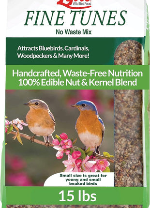 Lyric Fine Tunes Wild Bird Seed Mix - No Waste Bird Food Mix - Attracts Bluebirds, Finches, Chickadees & More - Seed for Outside Feeders - 15 lb Bag