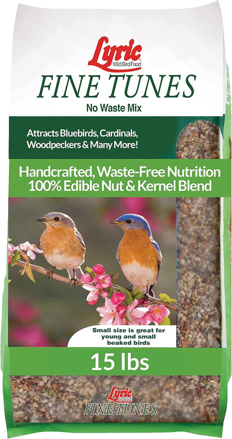 Lyric Fine Tunes Wild Bird Seed Mix - No Waste Bird Food Mix - Attracts Bluebirds, Finches, Chickadees & More - Seed for Outside Feeders - 15 lb Bag
