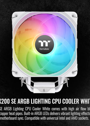 Thermaltake UX200 SE White 5V Motherboard ARGB Sync 16.8 Million Colors 15 Addressable LED Intel/AM5/AMD (LGA 1851/1700) Universal Socket Hydraulic Bearing 170W CPU Cooler CL-P116-AL12SW-A