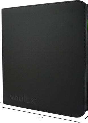 Vault X 12 Pocket Trading Card Zip Binder, 480 Cards, Premium Exo-Tec Album Material, 20 Side-Loading Pages, Folder, Sports, TCG (Black)