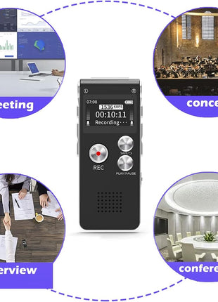 Digital Voice Recorder 16GB Voice Recorder with Playback for Lectures - USB Rechargeable Dictaphone Upgraded Small Tape Recorder Device
