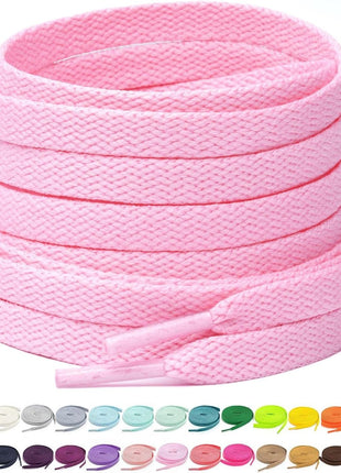 Stepace [2 Pairs Flat Shoe Laces for Sneakers 5/16 inch Width 30 inch-72 inch Length 26 Color Shoelaces Black 45 inch(114 cm)