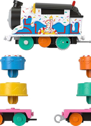 Thomas & Friends Motorized Toy Train, Wobbly Cake Thomas Engine with Cargo Cars & Pieces for Pretend Play Preschool Kids Ages 3+ Years