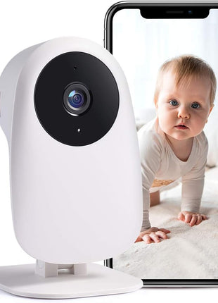 nooie Baby Monitor WiFi Smartphone, Baby Monitor with Camera and Audio 2.4GHz, Motion and Sound Detection, 2K HD Night Vision, Two-Way Audio, SD or Cloud Storage, Compatible with Alexa and Google