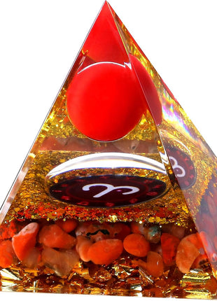 YATOJUZI 12 Zodiac Aries Birthday Gifts for Women Men Red Jasper Healing Crystals Natural Crystal Stones Gemstones Orgonite Chakra Reiki Lucky Energy Decor for Office Desk Decorations
