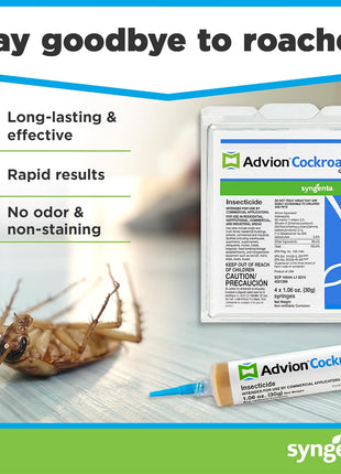 Syngenta 383920 Advion Cockroach Gel Bait 4 X 30 Gram Tubes Roach Control