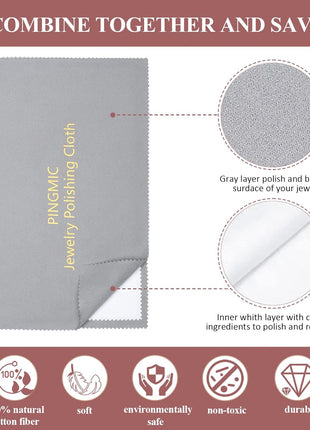 PINGMIC 6 Jewelry Cleaning Cloth, Professional Silver Polishing Cloth for Jewelry Sterling Silver Gold Platinum Copper Diamond, Multi-Layer polishing Cloths (11'' x 14'' * 2 Pcs, 4'' x 8'' *4 Pcs)