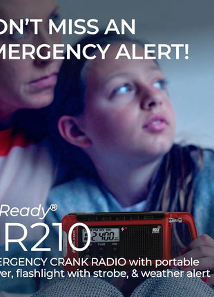 Midland ER210 NOAA Emergency Weather Radio - Compact, Crank, Weather Alerts, AM/FM Radio, Multiple Power Sources, SOS Emergency Flashlight