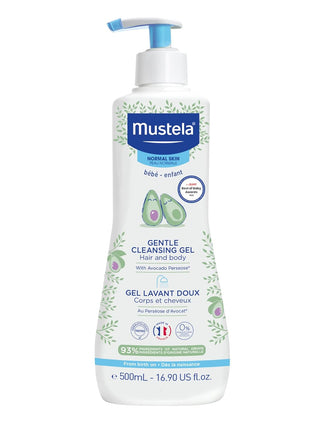 Mustela Gentle Cleansing Gel - Baby Wash for Delicate Skin and Hair - Newborn-Safe Cleanser - Made with with Natural Avocado Perseose - 1 or 2-Pack - Various Sizes