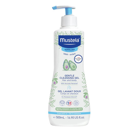 Mustela Gentle Cleansing Gel - Baby Wash for Delicate Skin and Hair - Newborn-Safe Cleanser - Made with with Natural Avocado Perseose - 1 or 2-Pack - Various Sizes