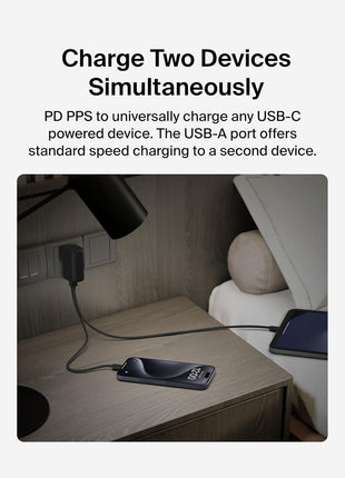 Belkin Hybrid Power Bank 5K + Wall Charger 25W - 2-in-1, Portable Battery w/USB-C Port & USB-A Port - Travel Essential - Apple iPhone 17, Air, Pro, Pro Max, AirPods, Apple Watch - Black