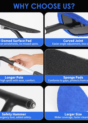 24 Inch Car Windshield Cleaner Tool, 3D Window Cleaning Wand with Microfiber Towel and Long Handle Pro Set