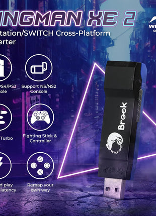 Brook Wingman XE 2 Converter - Two in One Wireless Controller Adapter for PS, NS, NS 2 Consoles, and PC, Supports Remap and Adjustable Turbo